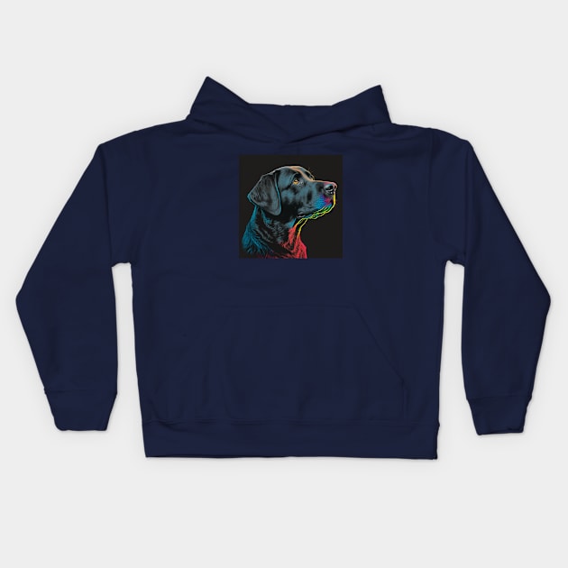 Black Lab Profile Painting Kids Hoodie by Star Scrunch